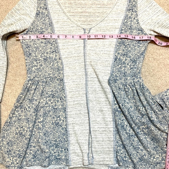 Sugarfox Boho Floral Patterned Gray Blue Tunic Flare Sleeves Women Medium - Picture 4 of 7